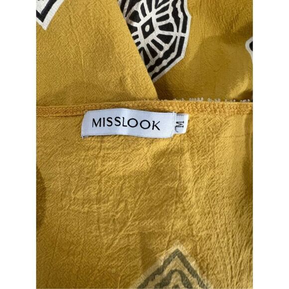 Misslook Maxi Boho Yellow Shift Dress Size M Southwestern Lace Trim Sleeveless - Picture 8 of 12